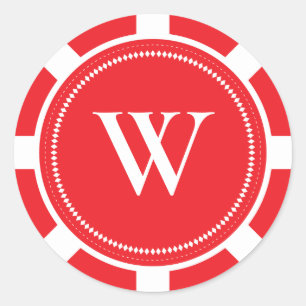 Pegatinas de boda de Chip de Poker - Rojo