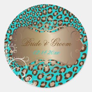 Pegatinas de boda de remolinos de perlas de leopar