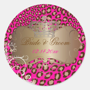 Pegatinas de boda de remolinos de perlas de leopar