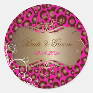 Pegatinas de boda de remolinos de perlas de leopar