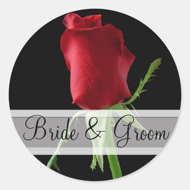 Pegatinas de boda de rosa roja elegante (Anverso)
