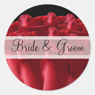 Pegatinas de boda de rosas rojas elegantes