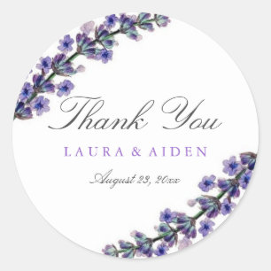 Pegatinas de boda elegantes de lavanda