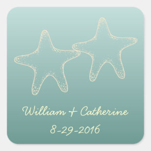 Pegatinas de boda Estrella de mar Teal