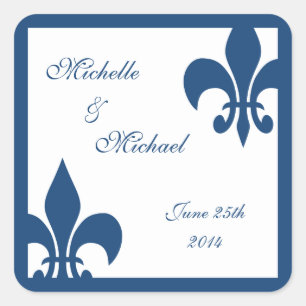 Pegatinas de boda Fleur de Lis Azul oscuro