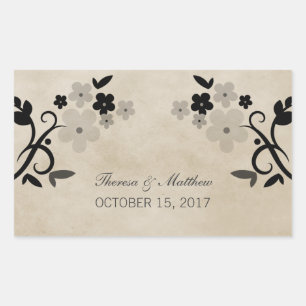 Pegatinas de Boda Floral Gris Sweet Vintage
