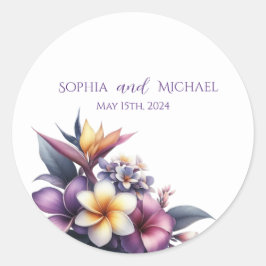 Pegatinas de boda floral tropical