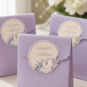 Pegatinas de boda florales color melocotón