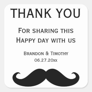 Pegatinas De Boda Gay Blanca Con Mustache