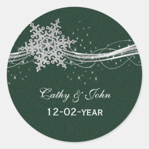 pegatinas de boda green Silver Snowflakes