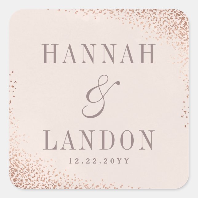 Pegatinas de boda para parejas con confeti brillan (Anverso)