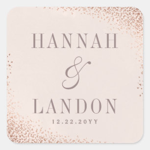 Pegatinas de boda para parejas con confeti brillan