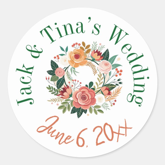 Pegatinas de boda personalizadas (Anverso)