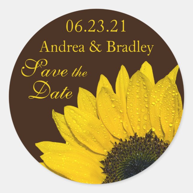 Pegatinas de boda personalizadas de Sunflower Brow (Anverso)