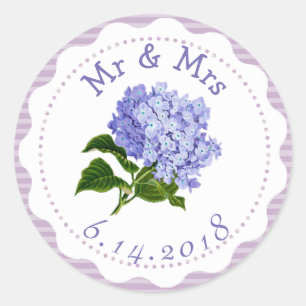 Pegatinas de boda personalizadas Flores púrpuras