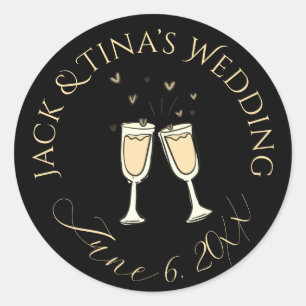 Pegatinas de boda personalizadas negro