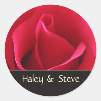 Pegatinas de boda personalizados con rosa rojo