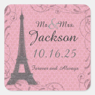 Pegatinas de boda personalizados de la Torre Eiffe