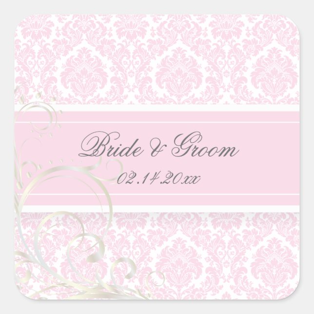 Pegatinas de boda PixDezines moiré damask (Anverso)