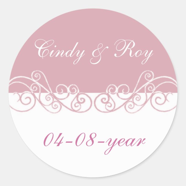 Pegatinas de boda rosadas (Anverso)
