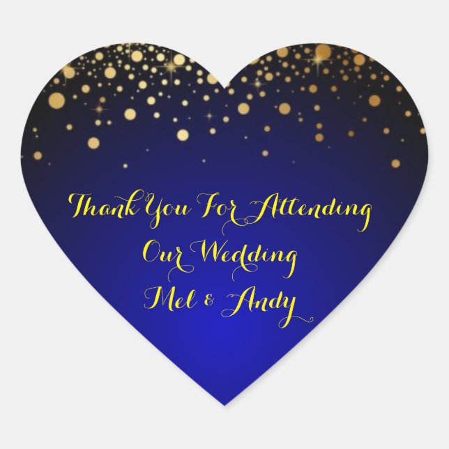 Pegatinas de boda Royal Blue y Gold Personalizable (Anverso)