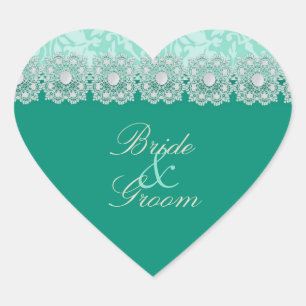 Pegatinas de bodas Aquamarine de Lace y Pearls