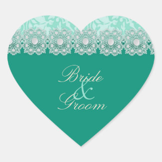 Pegatinas de bodas Aquamarine de Lace y Pearls