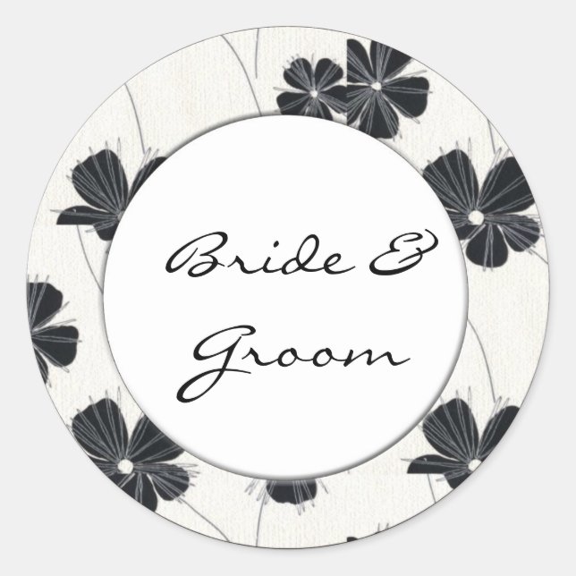 Pegatinas de bodas blancas y negras (Anverso)