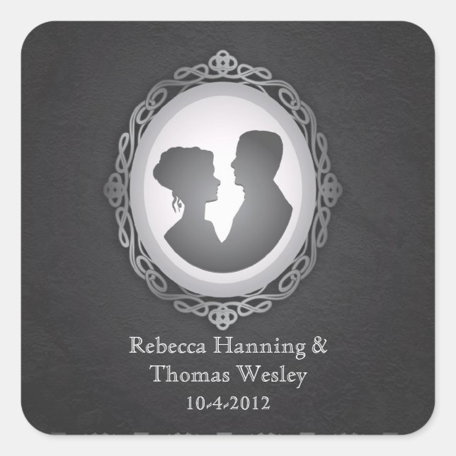 Pegatinas de bodas Cameo gótico de Victoria (Anverso)