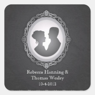 Pegatinas de bodas Cameo gótico de Victoria