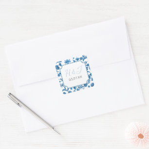 Pegatinas de bodas Chintz Blue & White Floral Dits
