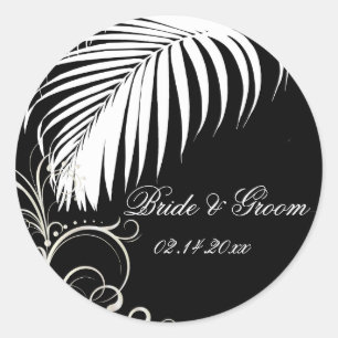 Pegatinas de bodas con frontis de palma de PixDezi