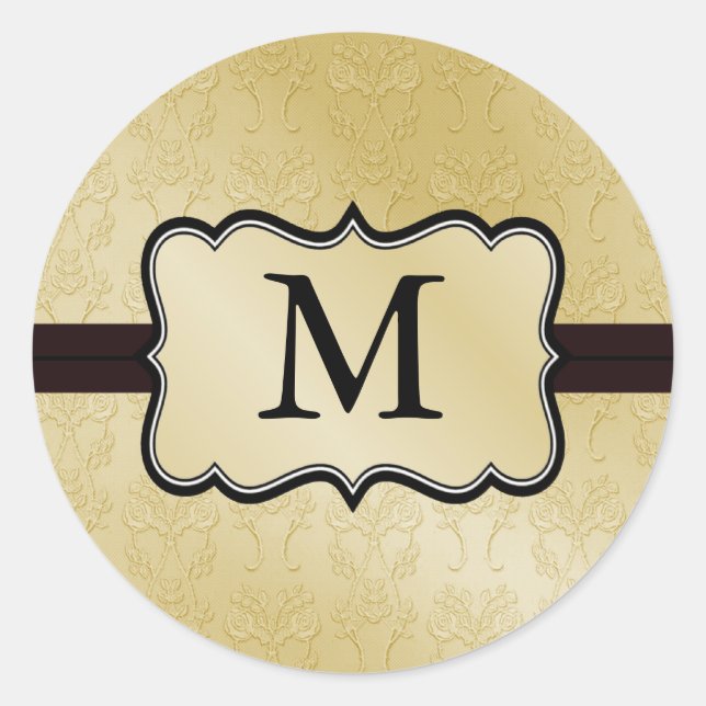 Pegatinas de bodas con monograma de oro (Anverso)