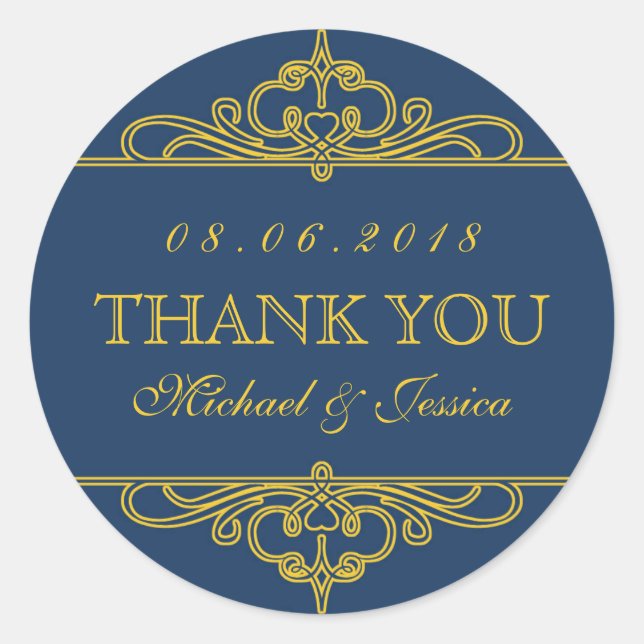 Pegatinas de bodas con ornamentos de natación azul (Anverso)