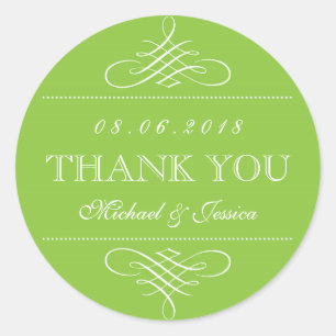 Pegatinas de bodas con ornamentos de rizo de rizo 