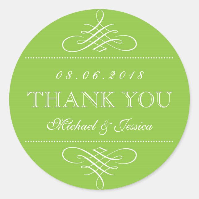 Pegatinas de bodas con ornamentos de rizo de rizo  (Anverso)