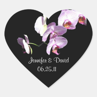 Pegatinas de bodas con orquídeas malvas