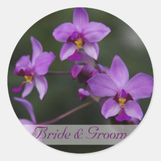 Pegatinas de bodas con orquídeas moradas