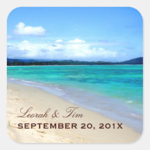 Pegatinas de bodas con temas de playa