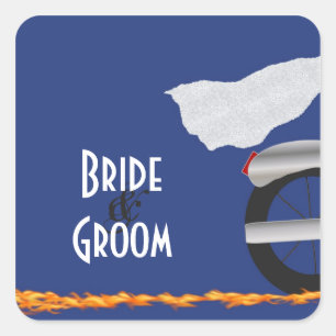 Pegatinas de bodas cromadas y en bicicleta de enca