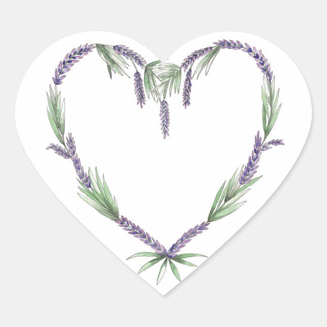Pegatinas de bodas de corazón de lavanda (Anverso)
