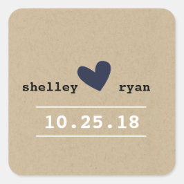 Pegatinas de bodas de corazón simples