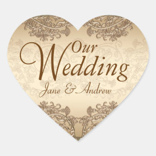 Pegatinas de bodas de damasco de época