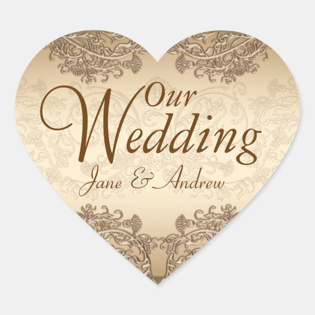 Pegatinas de bodas de damasco de época (Anverso)