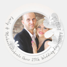 Pegatinas de bodas de fotos - Flor blanca moderna
