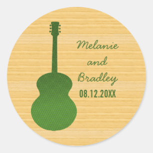 Pegatinas de bodas de guitarra del país verde