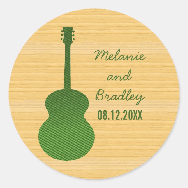 Pegatinas de bodas de guitarra del país verde (Anverso)