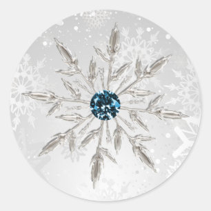 pegatinas de bodas de invierno con copos de nieve