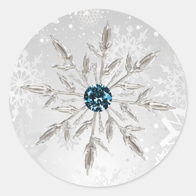 pegatinas de bodas de invierno con copos de nieve  (Anverso)