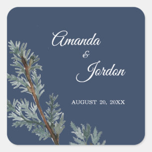 Pegatinas de Bodas de Invierno Pine Blue